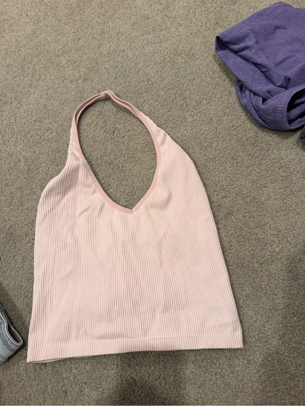 Urban Outfitters Women's Light Pink Ribbed Halter Tank Top